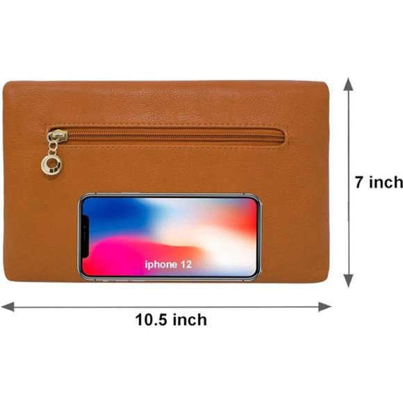 Womens Envelop Clutch Purse Multi Compartments, 6 Card Slot Inside,Crossbody Bag - Picture 3 of 8